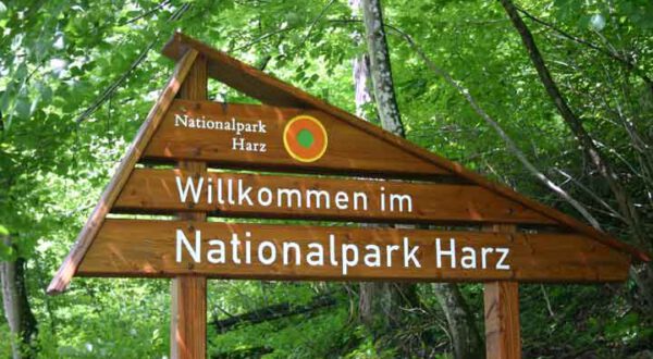 Schild zum Nationalpark Harz, Foto: Ingrid Nörenberg