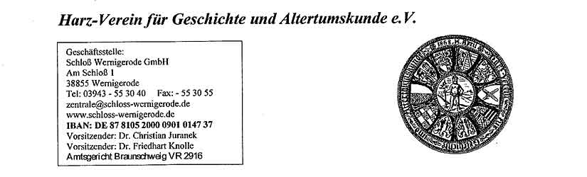 Einladung zur Jahreshauptversammlung der Harz-Verein für Geschichte und Altertumskunde e.V.